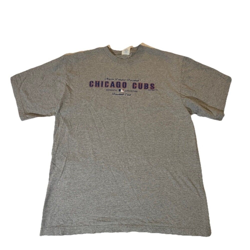 Chicago Cubs T Shirt Mens Large Gray Majestic MLB Baseball Graphic Tee